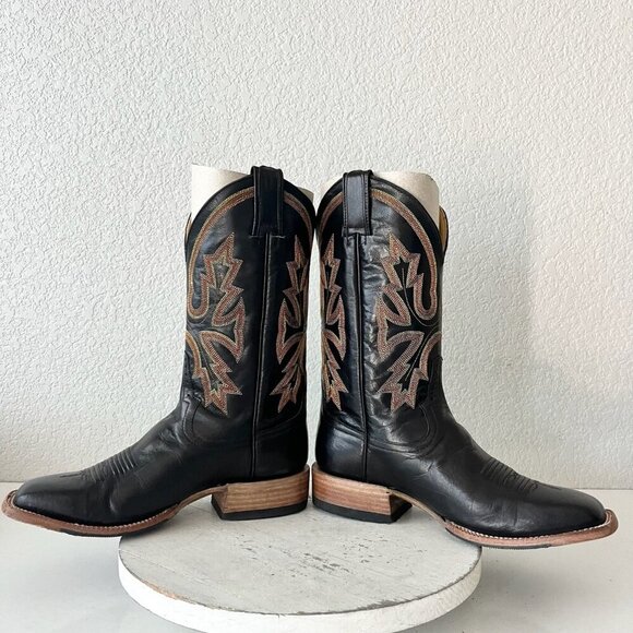Rod Patrick Mens Cowboy Boots 8.5EE Black Leather Cowboy Square Toe Western EUC - Picture 8 of 14
